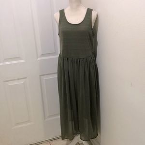 NWOT Women’s 1X -Army green sheer bottom sundress